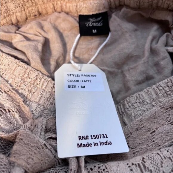 Desert Dream Cloud Pant Tiered Lace Net Trims Crochet Boho Romantic Bell Bottom - Picture 5 of 10